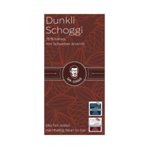 Dunkli Schoggi 70% mit Schweizer Arvenöl